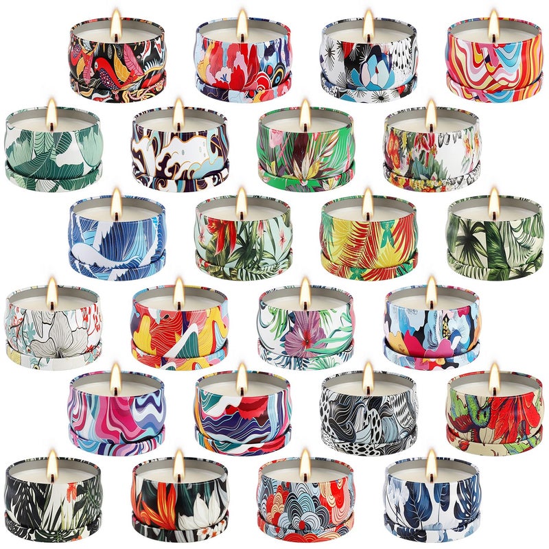 WPONSZU Set 24 Pack Scented Candles Gifts Soy Wax Travel Tin Jar Candles for Home 25 OZ jar Candles for Mom for Christmas Birthday Thanksgiving Mothers Day